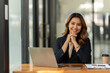 © PaeGAG - Asian woman working with laptop in her office. business financial concept.