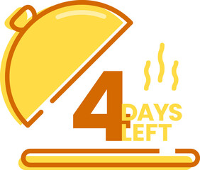 4 days left countdown dish icon for cafe restaurant opening and new menu