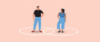 Circle line as healthy personal boundaries in couple, flat vector stock illustration, male and female isolated