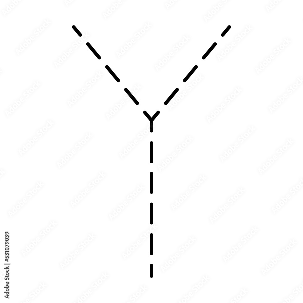 Tracing Alphabet letter Y prewriting dotted line element for ...