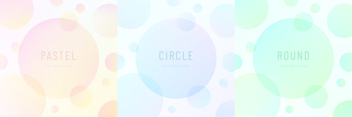 Wall Mural - set of polka dots pastel color pattern on white background with copy space. blur circle round overla
