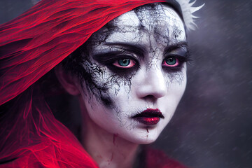Wall Mural - close-up portrait of a witch - white harpies - 10 of 13, generative ai
