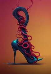 High Heel Tentacle Shoe Illustration