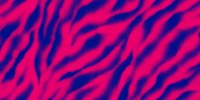 Watercolor Blurred Zebra Pattern In Crimson And Dark Blue Colors. Diagonal Striped Animal Print. Wavy Texture
