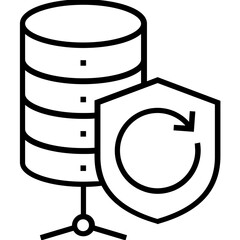 Sticker - Secured Backup Line Vector Icon