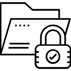 Poster - Secure Data Folder Line Vector Icon