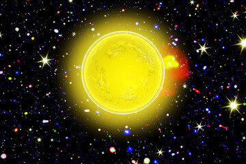 Wall Mural - a sun and stars and galaxies. the elements of this image furnished by nasa.