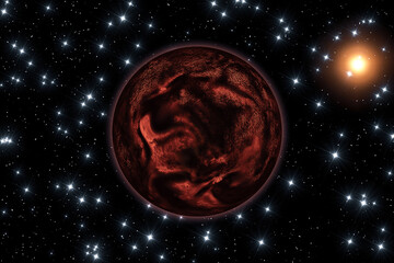 Wall Mural - red planet against stars and galaxies.the elements of this image furnished by nasa.