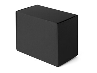 Wall Mural - A black cardboard box isolated on a white