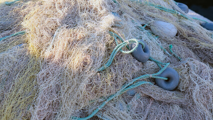 Close-up colorful fishing nets