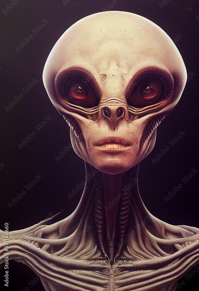 Portrait of an alien, science fiction of extraterrestrial invasion ...