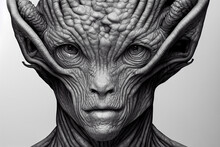 Portrait Of An Alien, Science Fiction Of Extraterrestrial Invasion, Visit Of The Greys, Conspiracy Of Paranormal Civilization
