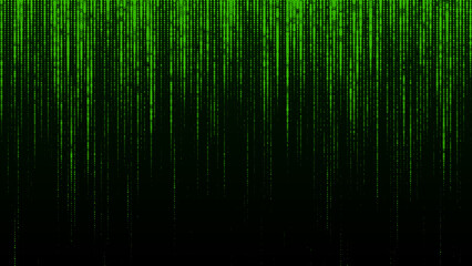 Green matrix on the dark background. Digital texture backdrop. Vector illustration.