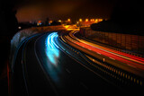 Fototapeta Miasto - autostrada z autami, prędkość, bloor, samochody, led, kolory, miasto