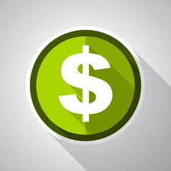 Aufkleber - US dollar green vector icon, flat design business symbol
