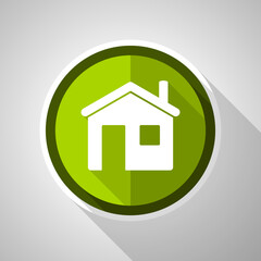 Fototapete - Home green vector icon, flat design house symbol