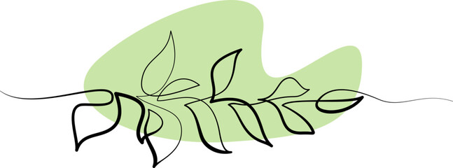 Wall Mural - Plant leaves continuous line drawing. One line . Hand-drawn minimalist illustration, vector.