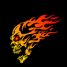 Fire Skull Head Design Illustration Vector, Skull Burned