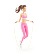 3d sporty woman jumping rope