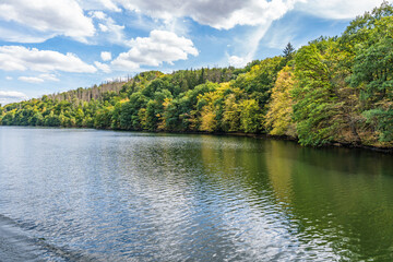 Wall Mural - Lake Rursee, In the middle of the Eifel National Park, surrounded by unique natural scenery and unspoilt nature