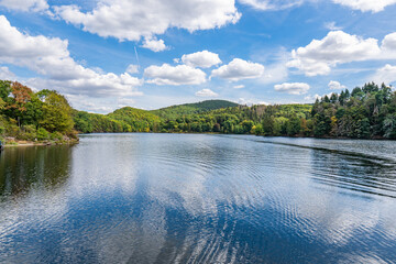 Wall Mural - Lake Rursee, In the middle of the Eifel National Park, surrounded by unique natural scenery and unspoilt nature