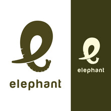 Letter E Elephant Trunk Logo