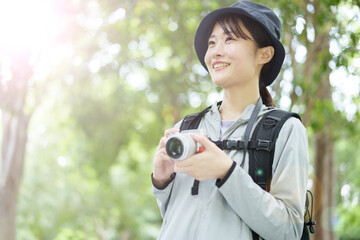 Canvas Print - 登山を楽しむカメラ女子