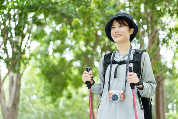 Canvas Print - 登山を楽しむカメラ女子