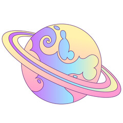 Wall Mural - planet with rainbow color with transparent backgrund