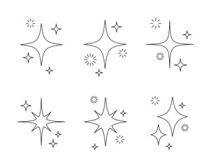 Wall Mural - Light, star, spark line icon illustration set with twinkle twinkle bright glow effect.