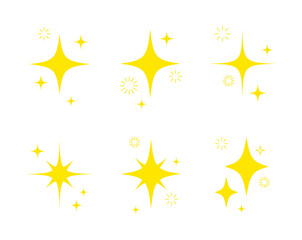 A set of light, star and flame icon illustrations with twinkle twinkle light effect.