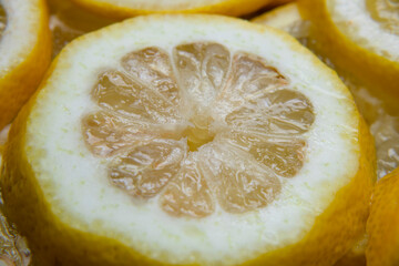 close up of yellow lemon slice