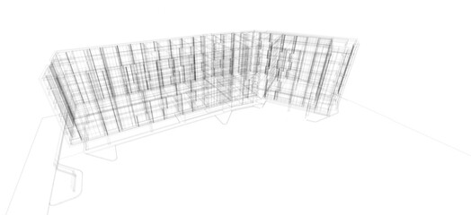 Wall Mural - 3d wireframe of building. sketch design.Vector