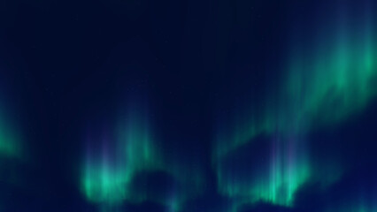Wall Mural - a beautiful green and red aurora dancing over the hills