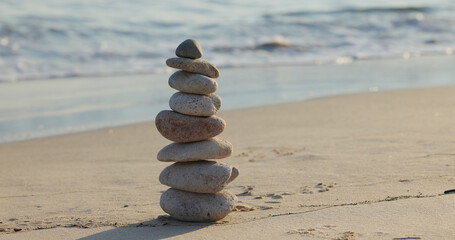 Canvas Print - Zen stones on the beach