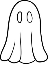 Simplicity Halloween Ghost Freehand Drawing Flat Design.