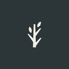 Tree Logo Boutique Linear Design Vector Stock. Abstract Geometric Leaves Logo Wellness Design Template. Leaf Nature Logo Vector Illustration