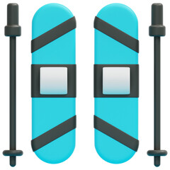 Sticker - ski 3d render icon illustration