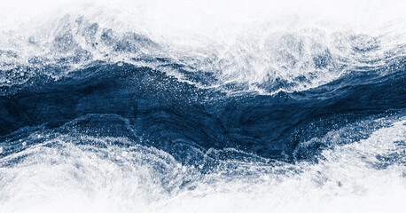 Wall Mural - abstract blue and white paint background with brush stroke and grunge texture vintage style in conce