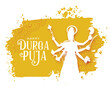 elegant durga puja festival wishes card in watercolor design