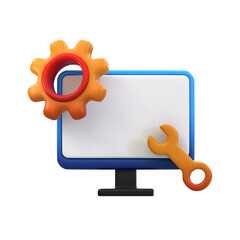 3D RENDERING SEO ICON - MONITOR WITH GEAR