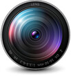 © Cobalt - Camera photo lens 3D icon, realistic technology symbol design, vector illustration.
