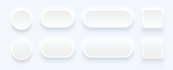 Aufkleber - White buttons for user interface, simple circle 3D modern design for mobile, web, social media, business. Neumorphism style vector editable illustration. White gray color minimal style UI icons 