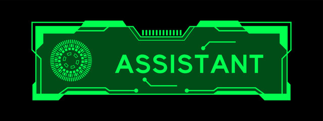 Sticker - Green color of futuristic hud banner that have word assistant on user interface screen on black background