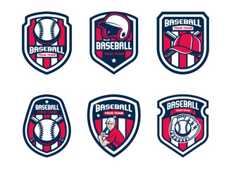 Wall Mural - Collection of colorful Vector Baseball logo. Baseball logo set. Baseball badge logo design template. Sport team identity icon, vector illustration