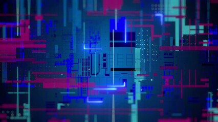Wall Mural - artificial intelligence big data connection process motion. data transfer integrated microchip. futu