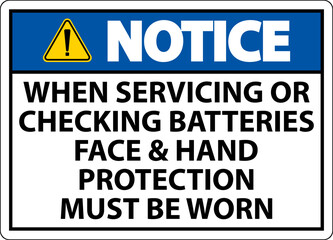 Wall Mural - Notice When Servicing Batteries Sign On White Background