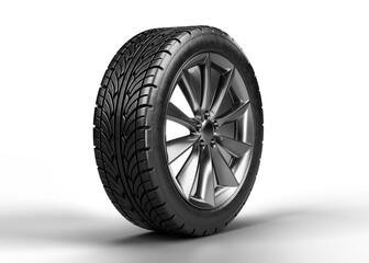 Sticker - Car wheel isolated on transparent background. 3D rendering illustration