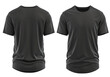  T-Shirt Short Sleeve Longline Curved Hem for Men's. For mockup ( 3d rendered / Illustrations) BLACK front and back 