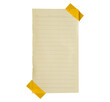 notebook paper sticky note glued to the board with tape